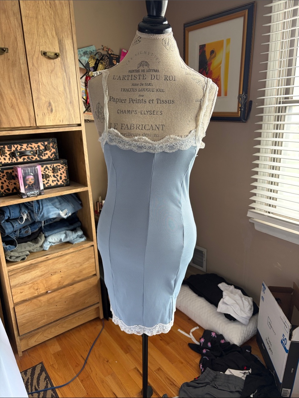 Light Blue Lace-Trim Nightgown - Medium